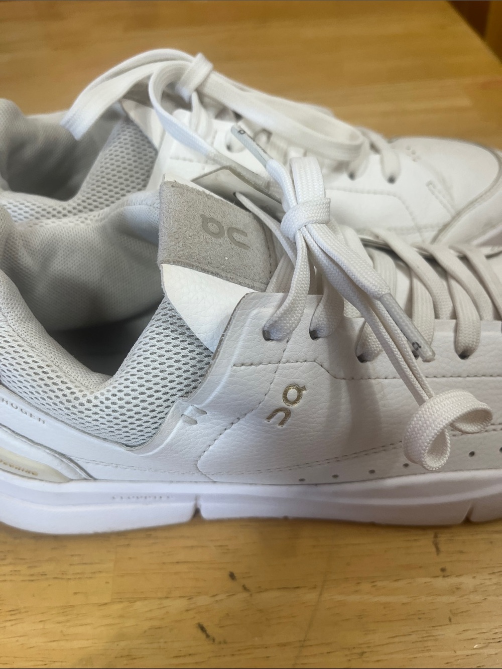 On Running Women’s White Leather Lace-Up Sneakers - Picture 2 of 6